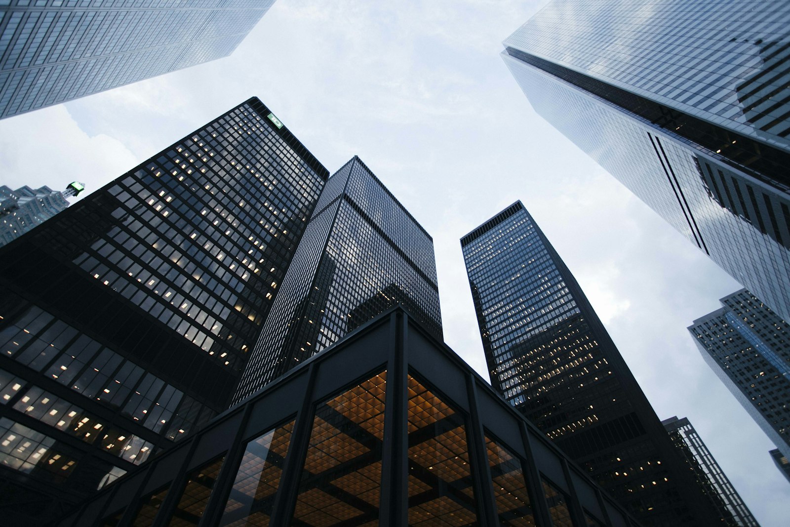 Modern office towers viewed from below